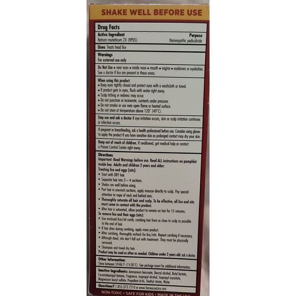 Vamousse Lice Treatment Homeopathic Mousse With Steel Comb - Picture 2 of 5